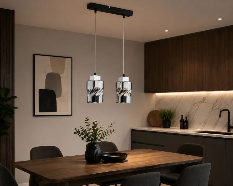 MERU O2962 W2 CZA + CH zachwyca designerską formą i wysoką jakością wykonania. Dwa źródła światła E27 oraz regulowana wysokość od 30 do 70 cm zapewniają komfort użytkowania w kuchni, jadalni i salonie.