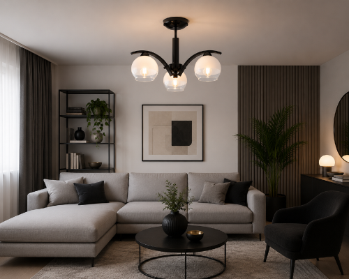 Lampa sufitowa LEO 3xE27 zachwyca ponadczasowym wzornictwem i wysoką jakością wykonania. Białe klosze pięknie rozpraszają światło, a czarna stalowa konstrukcja podkreśla elegancki charakter nowoczesnych wnętrz.