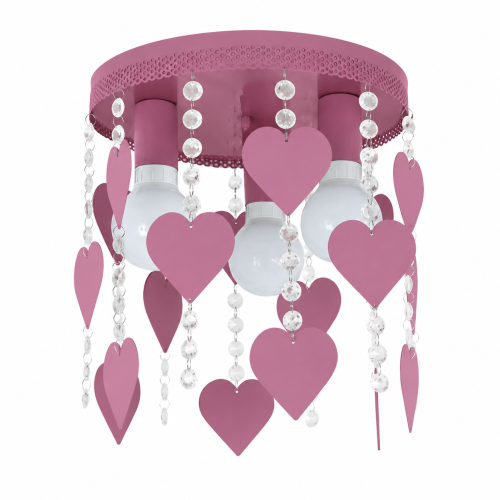 Lampa sufitowa CORAZON różowa 3xE27 Milagro MLP1149 zachwyca dekoracyjnymi serduszkami i kryształowymi zawieszkami. To idealne oświetlenie do pokoju dziewczynki, które zapewnia przytulny klimat i odpowiednią ilość światła do codziennych aktywności.