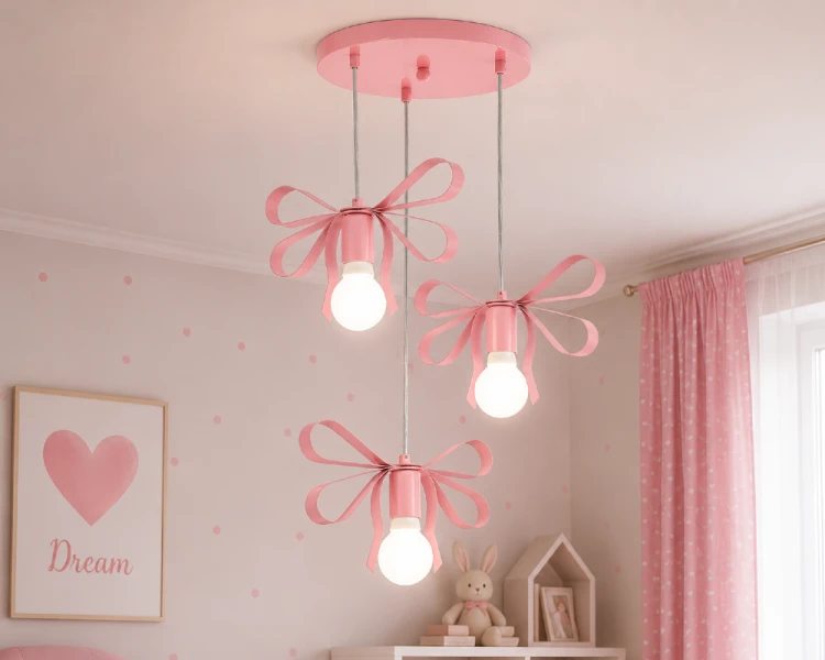 Różowa lampa wisząca EMMA PINK Milagro MLP1040 została stworzona z myślą o pokojach dziecięcych. Trzy regulowane zwisy, oprawki E27 oraz ozdobne kokardy tworzą wyjątkową kompozycję pełną lekkości i uroku.