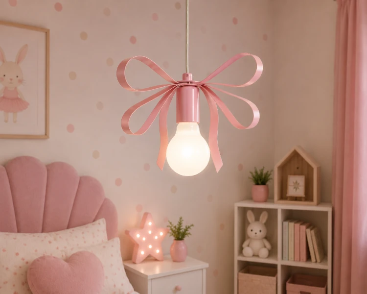 Różowa lampa wisząca EMMA PINK MLP1039 została stworzona z myślą o dziecięcych aranżacjach. Metalowa konstrukcja, dekoracyjna kokarda i oprawka E27 sprawiają, że lampa jest praktycznym i estetycznym elementem wyposażenia.