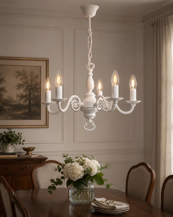Lampa sufitowa CEREUS 385/W5 BIA marki Lemir łączy elegancką formę świecznika z wysoką jakością wykonania. Idealna nad stół, do salonu lub sypialni. Biała oprawa i klasyczne wzornictwo nigdy nie wychodzą z mody.
