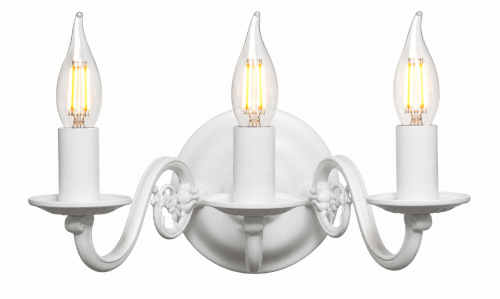 Kinkiet klasyczny CEREUS 3xE14 biały LEMIR 382/K3 BIA to elegancka lampa ścienna inspirowana tradycyjnymi świecznikami. Biała matowa oprawa oraz dekoracyjne ramiona doskonale uzupełnią salon, sypialnię, korytarz lub jadalnię.