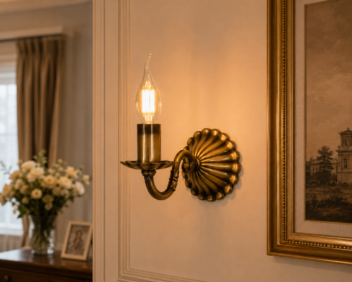 Lampa ścienna PRIMA O1000/K1 zachwyca klasycznym wzornictwem i patynowym wykończeniem. Wykonana ze stali i odlewu ZNAL, świetnie komponuje się z aranżacjami rustykalnymi, prowansalskimi oraz tradycyjnymi.