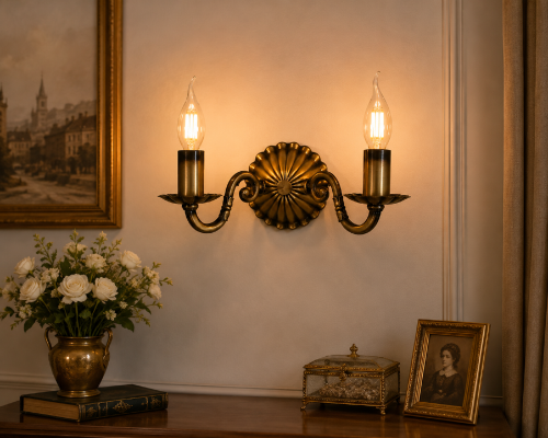 Lampa ścienna PRIMA O1001/K2 zachwyca klasycznym wzornictwem i szlachetnym wykończeniem w kolorze patyny. Wykonana ze stali i odlewu ZNAL, doskonale pasuje do wnętrz rustykalnych, prowansalskich i klasycznych.