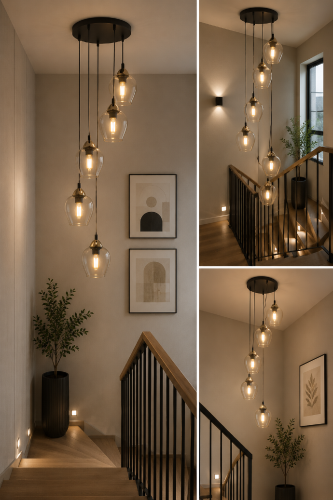 Stylowa lampa MARGO 5xE27 z bursztynowymi kloszami doskonale podkreśli charakter wnętrza. Kaskadowe zawieszenie, regulowana wysokość oraz podział świecenia 2+3 sprawiają, że jest praktyczna i dekoracyjna jednocześnie.