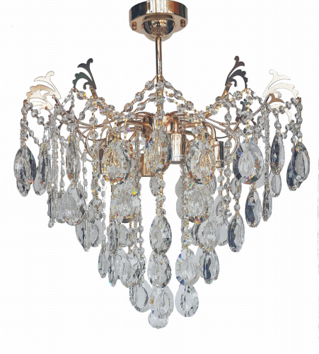 Lampa sufitowa RODOS 4x60W Venti w kolorze złotym to połączenie klasyki i luksusu. Bogate kryształowe zdobienia pięknie rozpraszają światło, tworząc elegancki nastrój w salonie, jadalni lub eleganckim wnętrzu glamour.