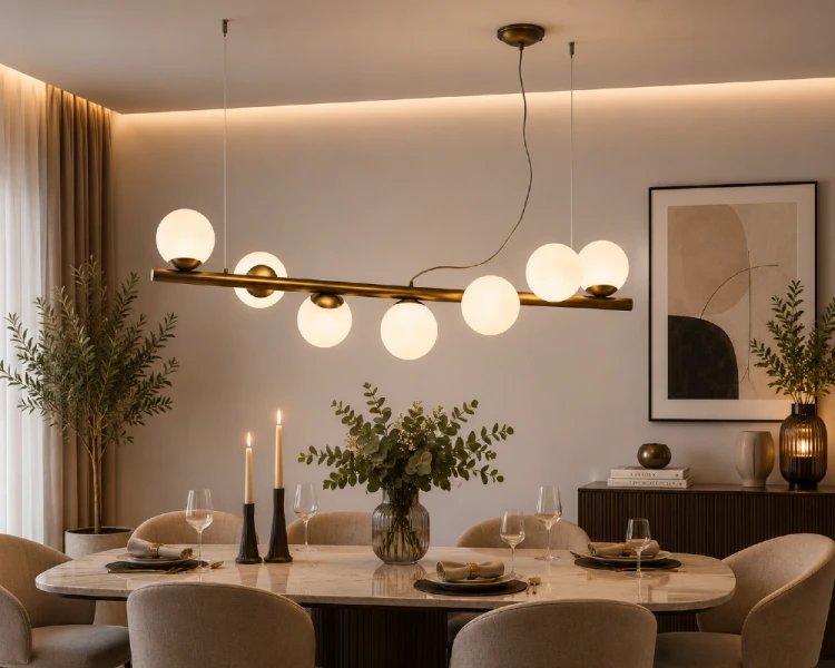 Żyrandol OSSO 7xE14 patyna Lemir O2917 W7 PAT to elegancka lampa nad stół do jadalni. Siedem białych matowych kul, wykończenie w kolorze patyny oraz podział świecenia 3+4 tworzą efektowne i funkcjonalne oświetlenie nowoczesnych wnętrz