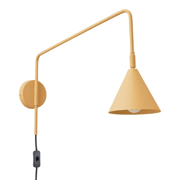 Kinkiet NOX 1xE14 złoty Sollux SL.1698 to nowoczesna lampa ścienna z przewodem 185 cm i praktycznym wyłącznikiem. Wysięgnik o długości 61 cm sprawia, że doskonale sprawdzi się przy łóżku, fotelu, biurku lub w domowym gabinecie.