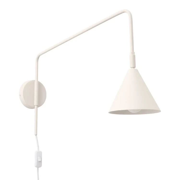 Kinkiet NOX 1xE14 beżowy Sollux SL.1699 to nowoczesna lampa ścienna z przewodem 185 cm i praktycznym wyłącznikiem. Wysięgnik 61 cm pozwala wygodnie doświetlić miejsce pracy, czytania.