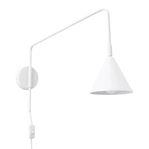 Kinkiet NOX 1xE14 biały Sollux SL.1696 to nowoczesna lampa ścienna z przewodem 185 cm i wyłącznikiem. Wysięgnik 61 cm pozwala wygodnie doświetlić miejsce do czytania, pracy lub relaksu w salonie i sypialni.