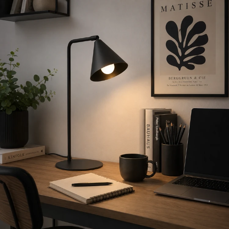 Nowoczesna lampa biurkowa NOX SL.2567 w kolorze czarnym doskonale uzupełni gabinet, pokój młodzieżowy lub domowe biuro. Wysokość 35 cm oraz oprawka E14 zapewniają wygodne użytkowanie każdego dnia.
