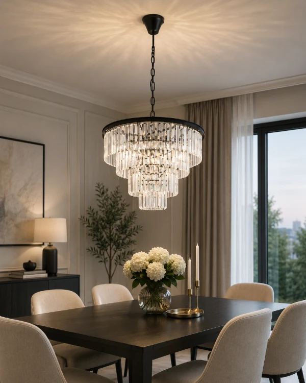Nowoczesna lampa OLIVIA glamour to połączenie elegancji i blasku. Kryształowe elementy efektownie rozpraszają światło, tworząc wyjątkowy klimat w pomieszczeniu. Idealna do wnętrz w stylu glamour i klasycznym.