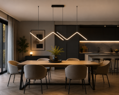 VERTE ML1179 zachwyca minimalistycznym designem oraz nowoczesną geometrią. Neutralna barwa światła 4000K zapewnia komfort podczas codziennych czynności, a czarne wykończenie doskonale komponuje się z wnętrzami loftowymi i nowoczesnymi