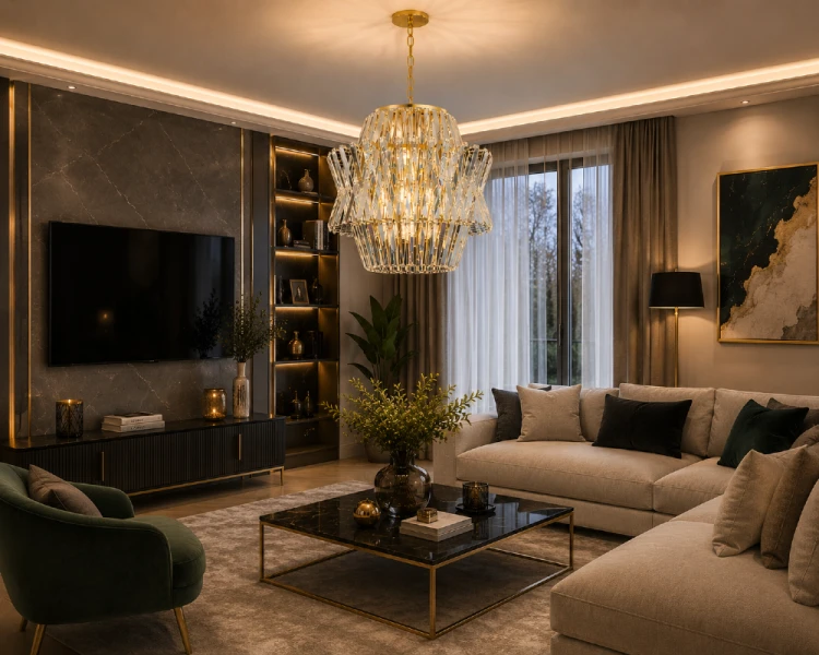 Ekskluzywny żyrandol glamour CROWN 12xE14 Milagro doskonale wpisuje się w aranżacje nowojorskie, modern classic i glamour. Kryształy efektownie odbijają światło, tworząc luksusową atmosferę w pomieszczeniu.