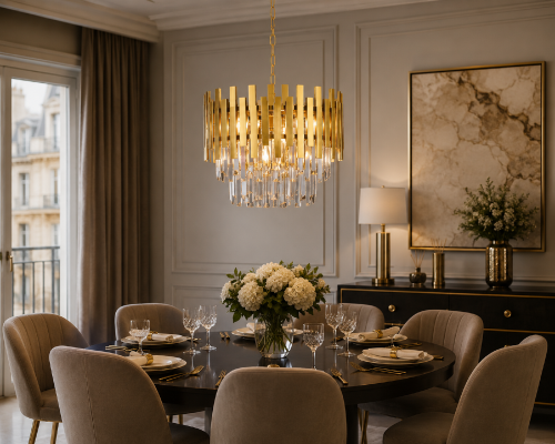 Złoty żyrandol ASPEN 6xE14 Milagro ML5999 to luksusowa lampa wisząca z transparentnymi kryształami. Efektowny design glamour pięknie podkreśli charakter salonu, jadalni i eleganckiego holu, tworząc wyjątkowy klimat.