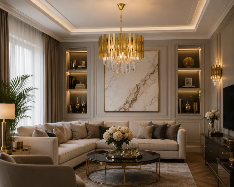 Elegancki żyrandol glamour ASPEN ML5999 z kryształami i złotą konstrukcją stanie się ozdobą każdego wnętrza. Sześć źródeł światła E14 zapewnia doskonałe oświetlenie, a regulowana wysokość ułatwia dopasowanie lampy.