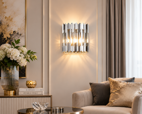 Chromowany kinkiet RITZ 2xE14 Milagro ML0398 to luksusowe oświetlenie ścienne z transparentnymi kryształami. Elegancki design doskonale komponuje się z nowoczesnymi i klasycznymi aranżacjami, tworząc wyjątkowy klimat we wnętrzu.