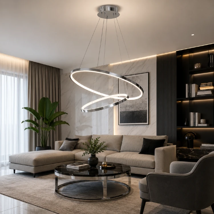 HOOP ML1550 marki Milagro to elegancka lampa LED Ring o średnicy 60 cm. Chromowane wykończenie nadaje wnętrzu prestiżowego charakteru, a regulowana wysokość od 50 do 90 cm pozwala dopasować oprawę do każdej aranżacji.
