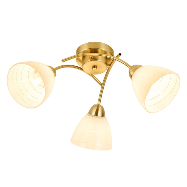 CLARA 3xE27 Milagro to nowoczesna lampa sufitowa o złotej konstrukcji i białych kloszach. Dzięki szerokości 58 cm skutecznie oświetla pomieszczenie, a uniwersalny design sprawia, że pasuje do aranżacji glamour, modern classic i współczesnych.