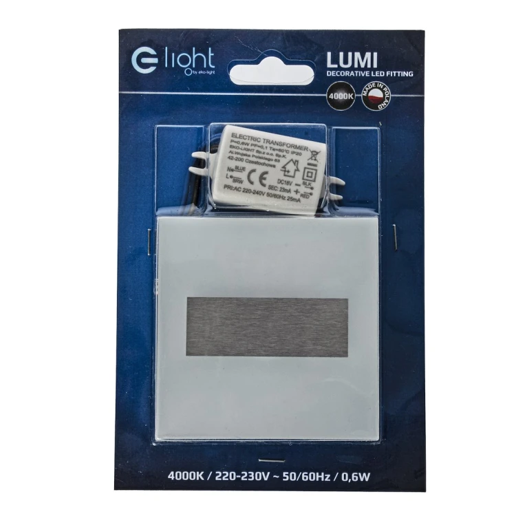 Oprawa schodowa LUMI Inox EKS6158 4000K to nowoczesne oświetlenie LED do schodów, korytarzy i podświetlenia mebli. Neutralna barwa światła zapewnia komfort użytkowania, a minimalistyczny biało-srebrny design pasuje do współczesnych wnętrz.