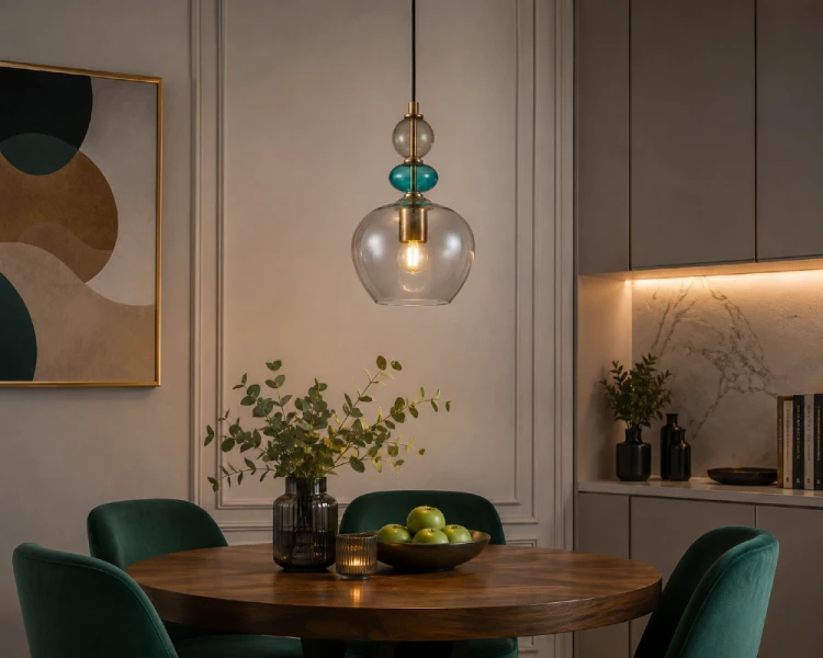 Nowoczesna lampa BUSCO 1xE27 to efektowne oświetlenie inspirowane stylem art déco. Dymione szkło, złote wykończenie i dekoracyjne szklane elementy tworzą wyjątkową ozdobę salonu, jadalni oraz nowoczesnej kuchni.