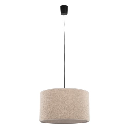 Lampa wisząca VELLUM 11211 z beżowym abażurem to eleganckie oświetlenie do salonu, jadalni i sypialni. Tkaninowy klosz zapewnia miękkie światło, a czarny stelaż podkreśla nowoczesny charakter wnętrza. Idealna do stylu glamour i modern classic.