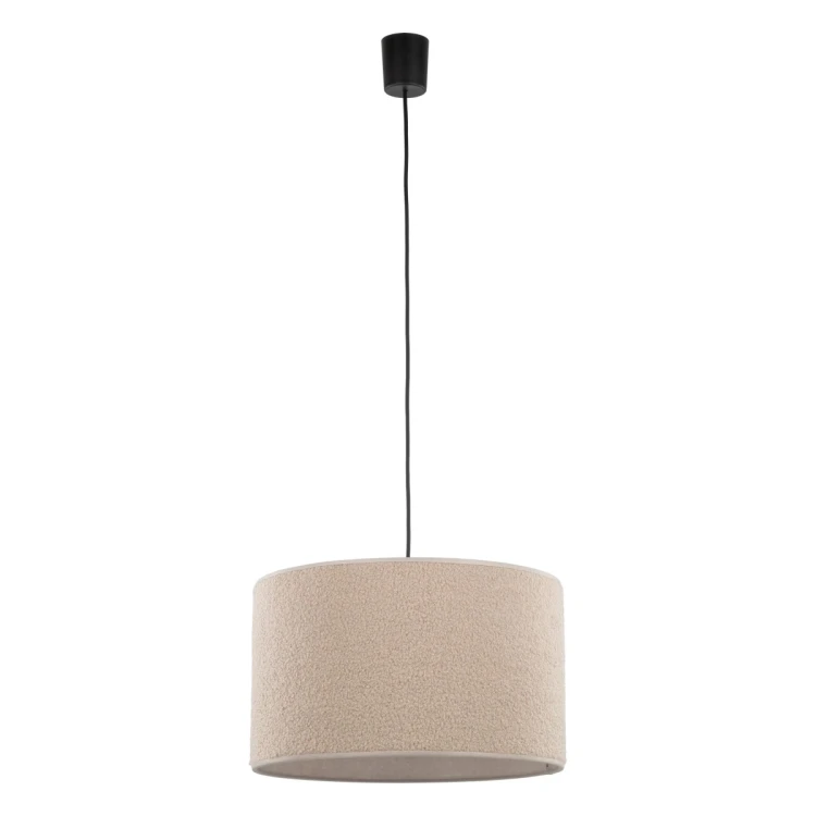 Lampa wisząca VELLUM 11211 z beżowym abażurem to eleganckie oświetlenie do salonu, jadalni i sypialni. Tkaninowy klosz zapewnia miękkie światło, a czarny stelaż podkreśla nowoczesny charakter wnętrza. Idealna do stylu glamour i modern classic.