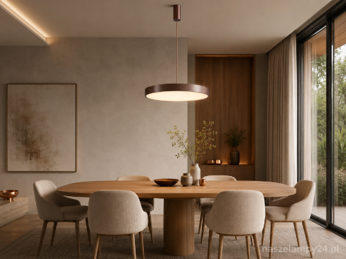Kawowa lampa wisząca ORBITAL 30W LED Italux zachwyca minimalistyczną formą okrągłego klosza. Zintegrowane źródło zapewnia 1800 lm i neutralną barwę 4000K. Idealna do salonu, kuchni, jadalni, biura i restauracji.
