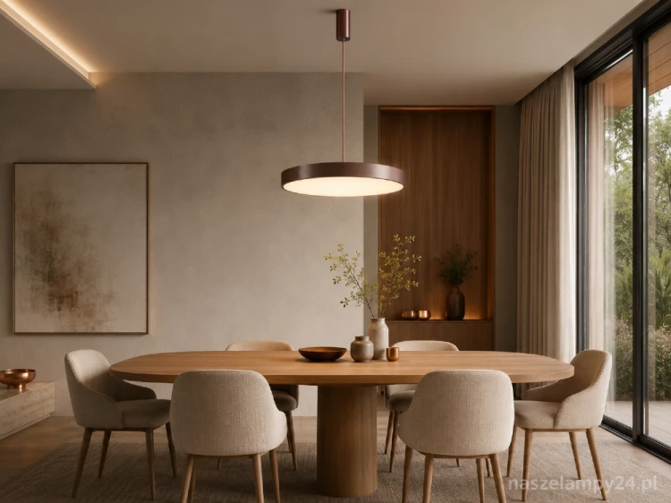 Kawowa lampa wisząca ORBITAL 30W LED Italux zachwyca minimalistyczną formą okrągłego klosza. Zintegrowane źródło zapewnia 1800 lm i neutralną barwę 4000K. Idealna do salonu, kuchni, jadalni, biura i restauracji.