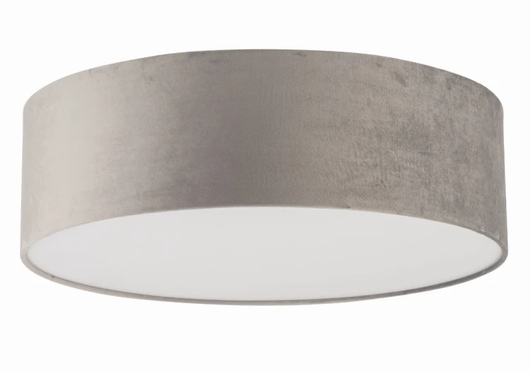 Szary plafon SOFT 50 cm Sigma 40654 z materiałowym abażurem i białym dolnym kloszem zapewnia przyjemne, rozproszone światło. Lampa 2xE27 o wysokości 16 cm sprawdzi się w salonie, sypialni, jadalni i gabinecie.