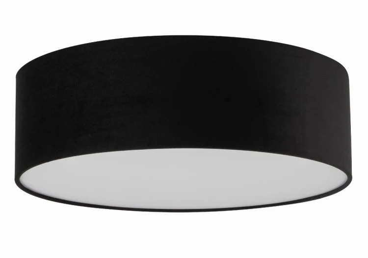 Czarny plafon SOFT 50 cm Sigma 40652 z materiałowym abażurem i białym dolnym kloszem zapewnia przyjemne, rozproszone światło. Lampa 2xE27 o wysokości 16 cm sprawdzi się w salonie, sypialni, jadalni i gabinecie.