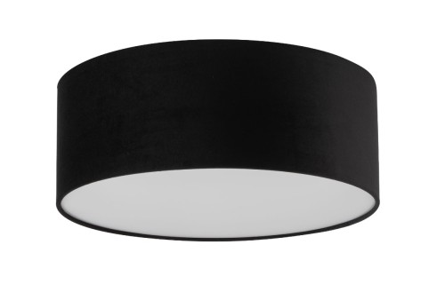 Czarny plafon SOFT 40 cm Sigma 40648 z materiałowym abażurem i białym dolnym kloszem zapewnia przyjemne, rozproszone światło. Lampa 2xE27 o wysokości 17 cm sprawdzi się w salonie, sypialni, jadalni i gabinecie.