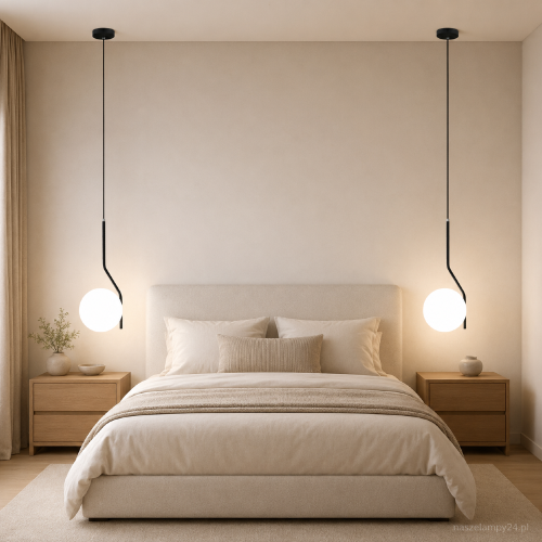 Czarna lampa sufitowa CARIMI z białą szklaną kulą to eleganckie oświetlenie do sypialni, salonu i jadalni. Model Italux PND-3300-1-BK ma wysokość do 100 cm, oprawkę E27 oraz charakterystycznie wygięty stelaż.