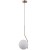 Elegancka lampa CARIMI PND-3300-1-HBR ma białą szklaną kulę, smukły stelaż w kolorze miodowego mosiądzu i czarny przewód. Sprawdzi się nad stolikiem nocnym, małym stołem, barkiem lub wyspą kuchenną. Źródło: 1 × G9.