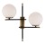 Kinkiet STELIA 2xE14 Italux to designerska lampa ścienna z białymi szklanymi kloszami. Czarne ramiona i detale w kolorze antycznego brązu tworzą elegancką dekorację nowoczesnego salonu, sypialni lub holu.