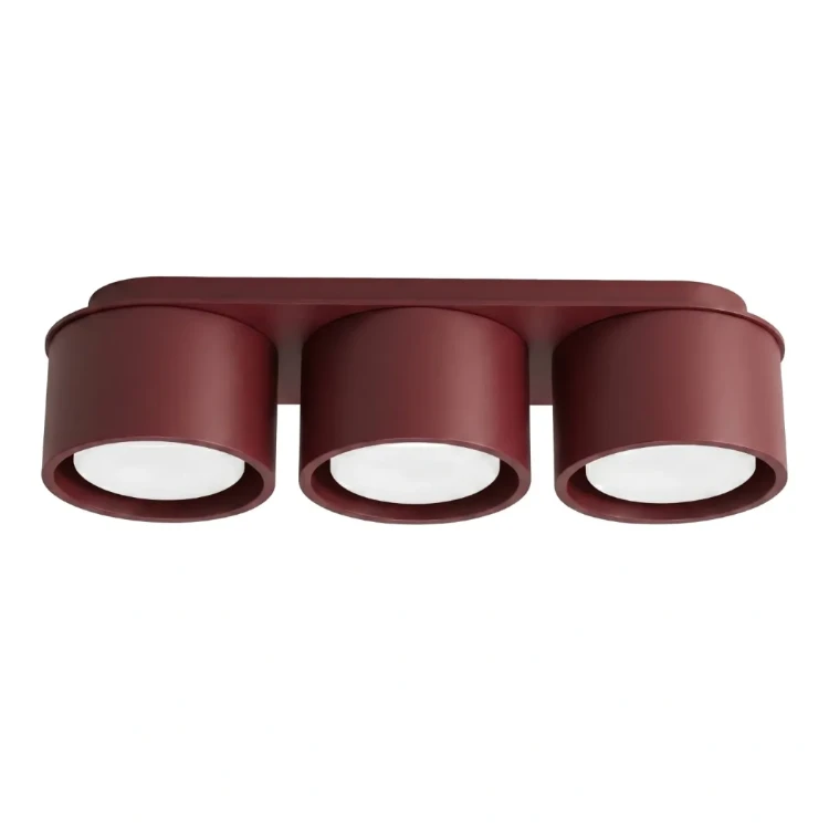 Lampa sufitowa MODO 3xGX53 burgund Sollux SL.2456 to nowoczesny plafon z trzema punktami światła. Bordowa oprawa o wymiarach 32,4 × 10,4 × 8,2 cm pasuje do salonu, sypialni, korytarza i pokoju dziecka.