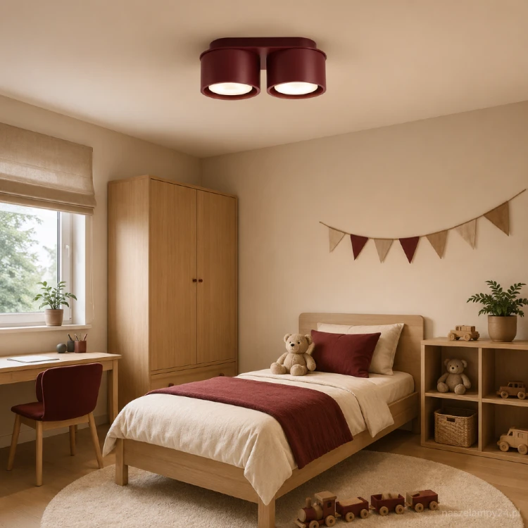 Nowoczesna lampa sufitowa MODO SL.2455 w kolorze burgundowym zapewnia dwa punkty światła GX53. Niski plafon o wymiarach 21 × 10 × 8 cm sprawdzi się w korytarzu, salonie, sypialni i pokoju młodzieżowym. IP20.