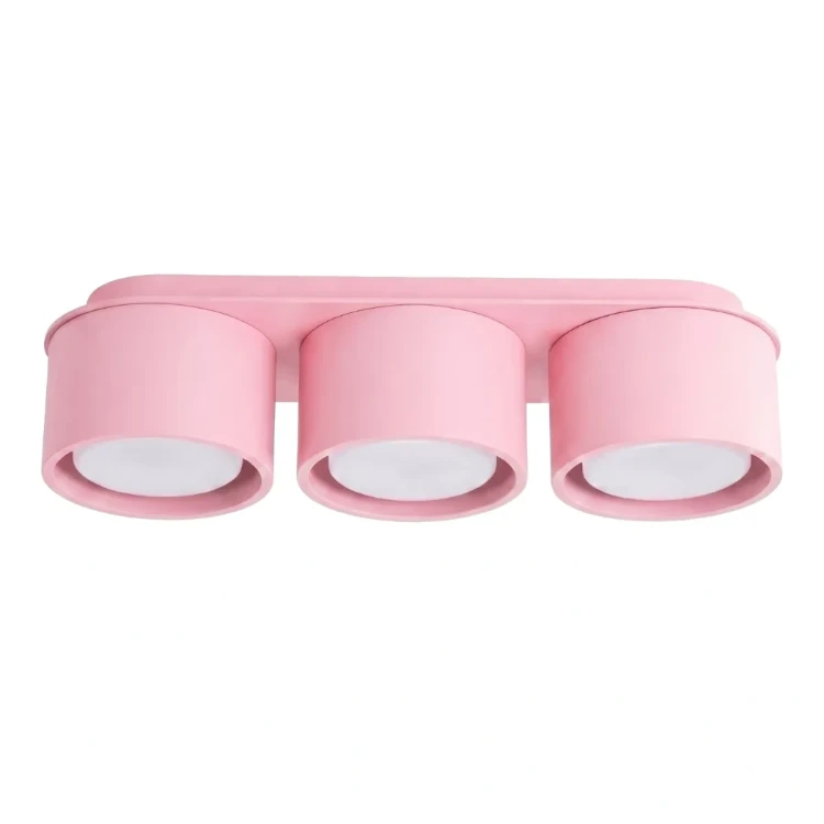 Plafon MODO Pink 3xGX53 Sollux SL.2468 to różowa lampa sufitowa do pokoju dziecięcego lub młodzieżowego. Trzy punkty światła zapewniają funkcjonalne oświetlenie, a wymiary 32,4 × 10,4 × 8,2 cm pozwalają oszczędzić miejsce.