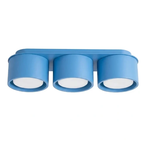 Plafon MODO Blue 3xGX53 Sollux SL.2488 to niebieska lampa sufitowa do pokoju dziecięcego lub młodzieżowego. Trzy źródła światła zapewniają funkcjonalne oświetlenie. Wymiary oprawy wynoszą 32,4 × 10,4 × 8,2 cm.
