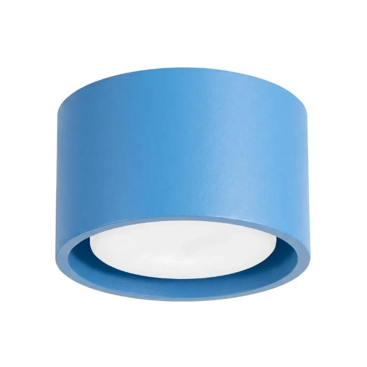 Niebieski plafon MODO 1xGX53 Sollux to kompaktowa lampa sufitowa o średnicy 10 cm. Nowoczesna forma i błękitny kolor doskonale pasują do pokoju dziecięcego, młodzieżowego, sypialni, przedpokoju oraz nowoczesnego salonu.