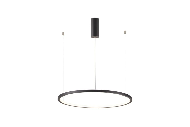 Lampa wisząca VINOLA 38W LED łączy czarne aluminiowe wykończenie z minimalistyczną formą ringu. Oferuje 3040 lm, barwę 3000K/4000K, kąt świecenia 180° oraz regulowaną wysokość do 150 cm.