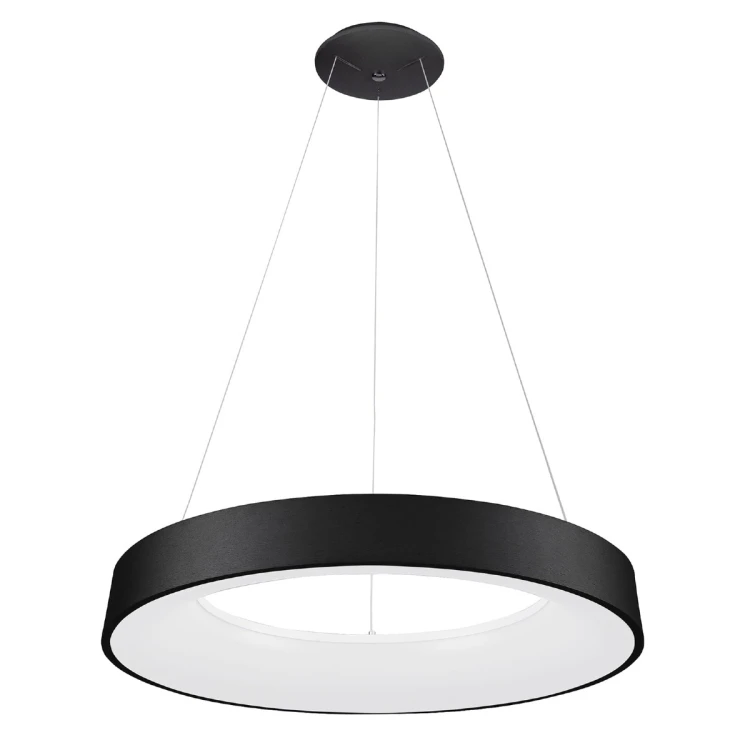 Lampa wisząca GIULIA Italux 5304-880RP-BK-3 to czarny ring LED o średnicy 80 cm. Moc 80W, strumień 4400 lm i ciepła barwa 3000K zapewniają funkcjonalne oświetlenie dużego salonu, jadalni lub kuchni.