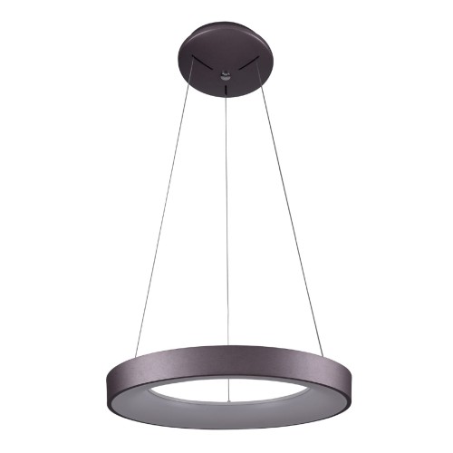 Kawowa lampa wisząca GIULIA Italux 40W LED ma średnicę 48 cm i zapewnia 2200 lm ciepłego światła 3000K. Regulowana wysokość do 120 cm oraz możliwość ściemniania sprawdzą się nad stołem, wyspą kuchenną i w salonie.