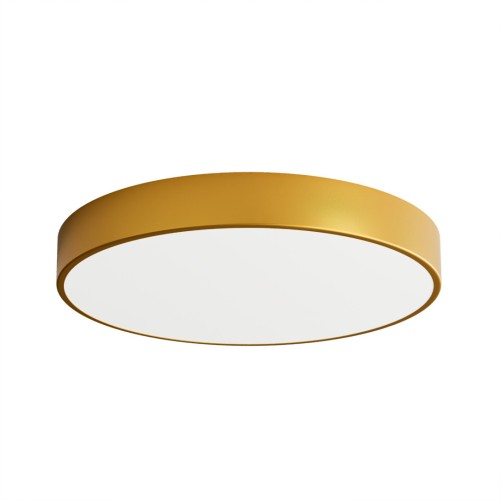 Plafon CLEO 50 cm złoty marki Temar to elegancka lampa sufitowa z mlecznym szklanym kloszem. Uniwersalna konstrukcja umożliwia montaż na suficie lub ścianie. Cztery oprawki E27 zapewniają skuteczne oświetlenie salonu, sypialni i korytarza.