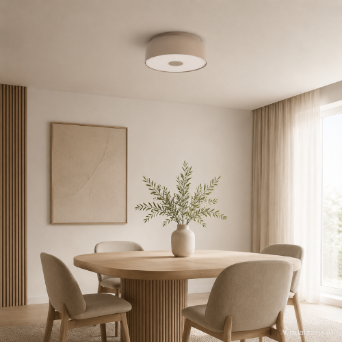 Okrągły plafon OMIQ taupe 4xE27 Sollux SL.2279 ma kompaktową średnicę 30 cm i ponadczasową formę. Cztery źródła światła pomagają równomiernie rozjaśnić pomieszczenie. To elegancki wybór do salonu, sypialni, kuchni lub korytarza.