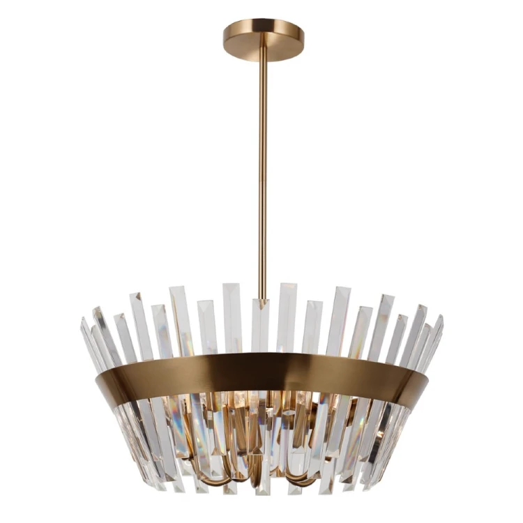 Lampa kryształowa ALTOYA PND-22450-5A-HBR to stylowe oświetlenie nad stół. Antyczny brąz, pięć opraw E14 i transparentne kryształowe pręty tworzą elegancką kompozycję do salonu, jadalni i wnętrz glamour.