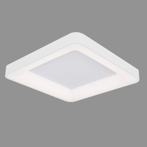 Plafon sufitowy GIACINTO 50W LED łączy białą oprawę z aluminium i akrylu ze zintegrowanym źródłem światła 2750 lm. Kwadratowa lampa 60 × 60 cm jest ściemnialna i sprawdzi się w nowoczesnym salonie, kuchni lub sypialni.