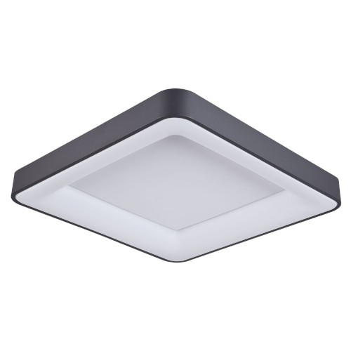 Lampa sufitowa GIACINTO 50W LED Italux to czarny plafon 60 × 60 cm o smukłej wysokości 6 cm. Zapewnia 2750 lm, zimną białą barwę światła i kąt świecenia 120°. Sprawdzi się w kuchni, biurze i nowoczesnym salonie.