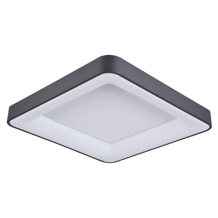 Lampa sufitowa GIACINTO 50W LED Italux to czarny plafon 60 × 60 cm o smukłej wysokości 6 cm. Zapewnia 2750 lm, zimną białą barwę światła i kąt świecenia 120°. Sprawdzi się w kuchni, biurze i nowoczesnym salonie.